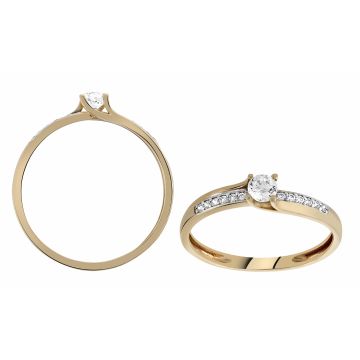 Bague or 375 millièmes oxyde de zirconium