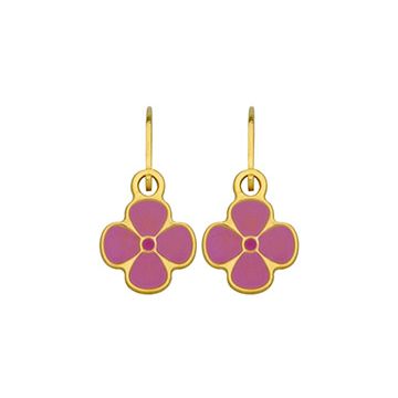 Boucles D'Oreilles Brisure Fleur Laque Rose