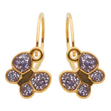 Boucles D'Oreilles Brisure Papillon Laque Pailletee