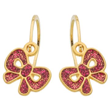 Boucles D'Oreilles Brisure Noeud Fuchsia Paillete