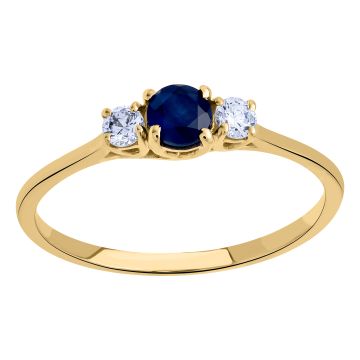 Bague or 375 millièmes oxyde de zirconium