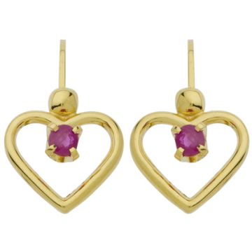 Boucles D'Oreilles Brisure Coeur Ajoure Rubis