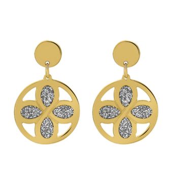 Boucles D'Oreilles Trefle Laque Paille Diam10Mm