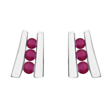 Boucles D'Oreilles Rubis Rhodium