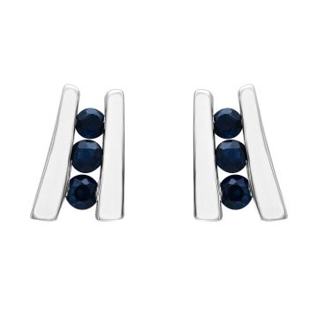 Boucles D'Oreilles Saphir Rhodium