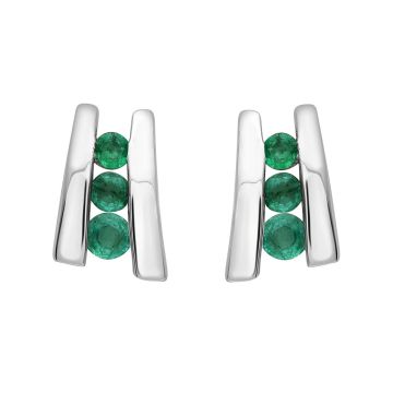 Boucles D'oreilles Emeraude Rhodium
