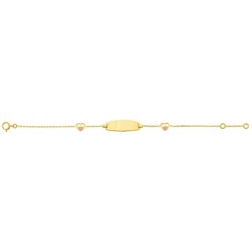 Gourmette Bb Plaque Ovale 2 Coeurs Rose