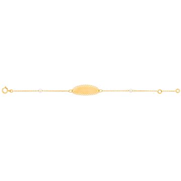 Gourmette Bb Plaque Ovale Dentelle Perles