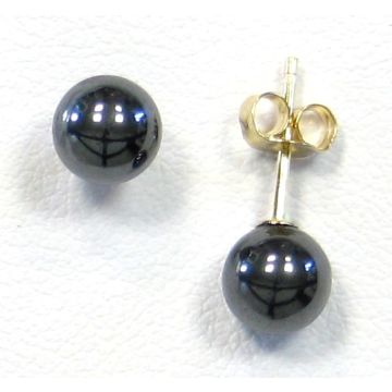 Boucles D'Oreilles Tige Hematite 6 Mm