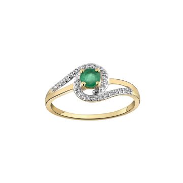 Bague Bicolore Emeraude 4mm - Oxyde De Zirconium 1mm