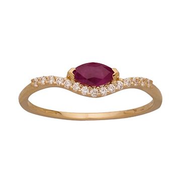Bague Rubis Navette 6X3 0.35Cts Oz