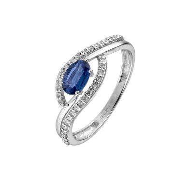 Bague Saphir 6x4 Oxyde De Zirconium 1 Mm Or Gris
