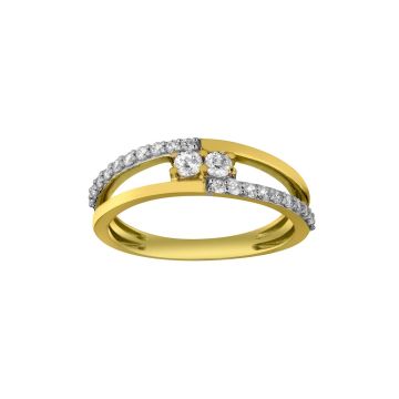Bague 2 Rangs Bicolore Oxyde De Zirconium 2.5mm
