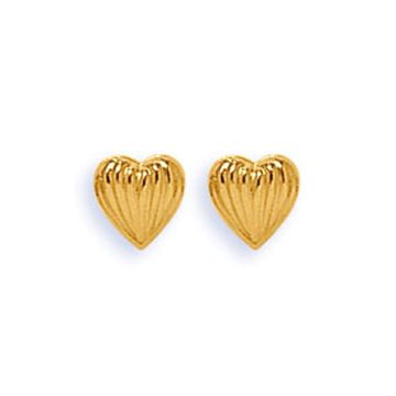Boucles D'Oreilles Bouton Coeur Strie