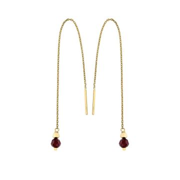 Boucles D'oreilles Chaine+Batonnet+Ble+Grenat 4mm