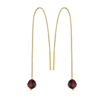 Boucles D'oreilles Chaine+Batonnets+Grenats 6 Mm