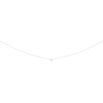 Collier Or Gris 1 Coeur Oxyde De Zirconium Au Centre