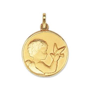 Médaille Ronde Ange + Oiseau