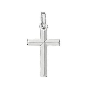Pend Croix Or Gris Fil Biseaute (Mm