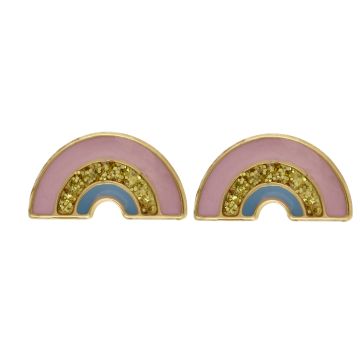 Boucles D'Oreilles Arc En Ciel Laque Pailletee