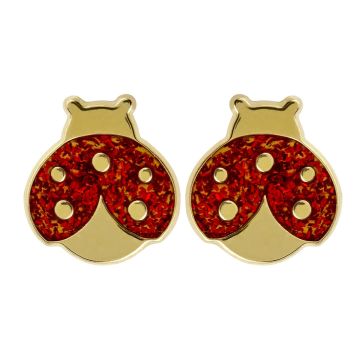 Boucles D'oreilles Vis Coccinelle Laque Pailletée