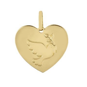 Pendentif Coeur Colombe Tout Or