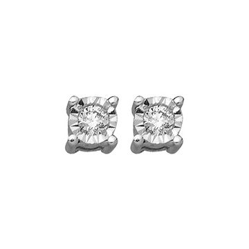 Boucles D'oreilles Pre-Serti Pastille Dt 0.05ct Or Blanc