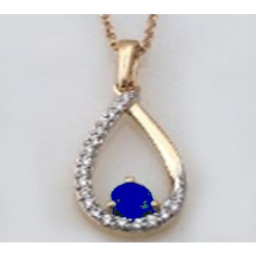 Collier Goutte Avec Dt 0.10Ct Sa 3.5Mm