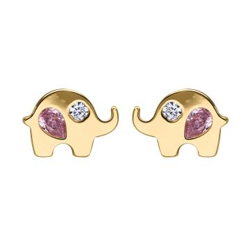 Boucles D'oreilles Elephant Zir Rose Et Blancﾣ