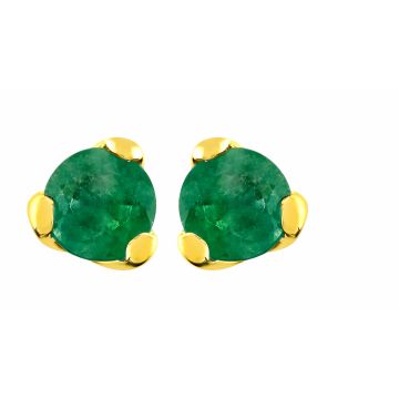 Boucles D'Oreilles Puce 3 Griffes Emeraude 3 Mm