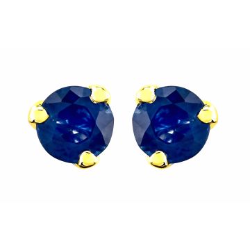 Boucles D'Oreilles Puce 3 Griffes Saphir 4 Mm