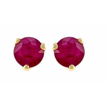 Boucles D'Oreilles Puce 3 Griffes Rubis 4 Mm