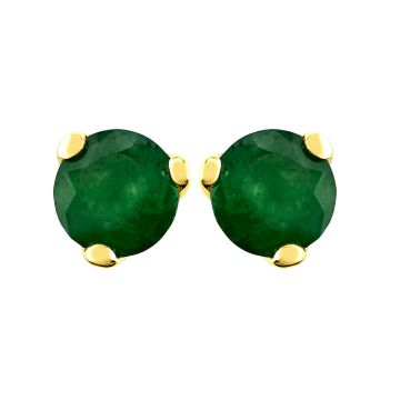 Boucles D'Oreilles Puce 3 Griffes Emeraude 4 Mm
