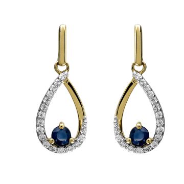 Boucles D'Oreilles Goutte Avec Dts 0.18Ct Sa 3Mm
