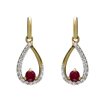 Boucles D'Oreilles Goutte Avec Dts 0.18Ct Ru 3Mm