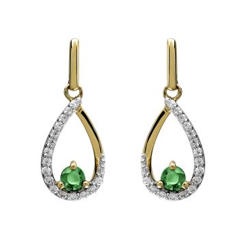 Boucles D'Oreilles Goutte Avec Dt 0.18Ct Emera 3Mm