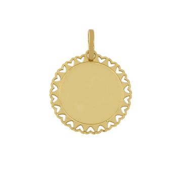 Pendentif Rond Entourage Dentelle Coeur