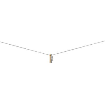 Collier Bicolore Barrette 5 Diamant 0.02ct Og/Or