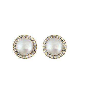 Boucles D'Oreilles Cercle Perle 3.5Mm Diamant0.152C