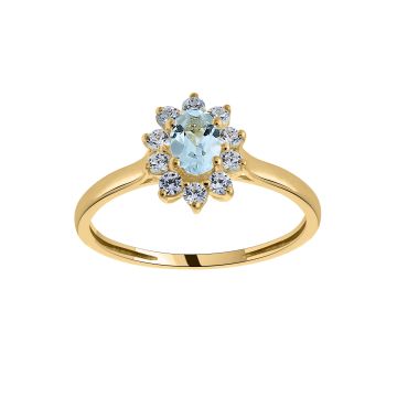 Bague or 750 millièmes diamant et topaze