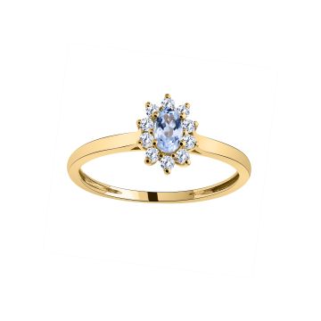 Bague or 750 millièmes diamant et topaze