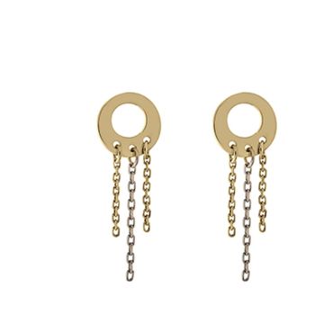 Boucles D'Oreilles Ronde Pendante Drape Bicolore