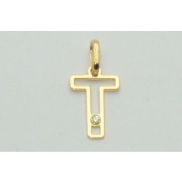 Pendentif Initiale T Diamant 0.01Ct