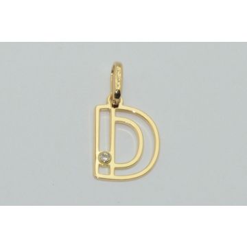 Pendentif Initiale D Diamant 0.01Ct