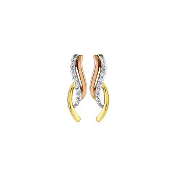 Boucles D'oreilles Bicolore Diamants 0.067cts