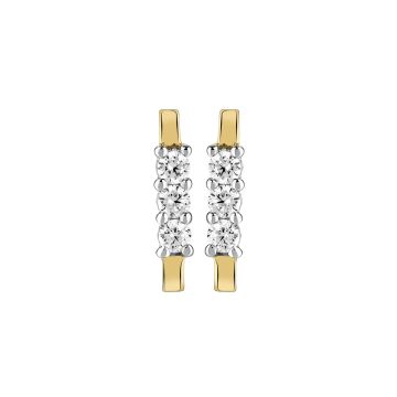 Boucles D'Oreilles Bicolore Barrette Oxydes De Zirconium Rond 2Mm