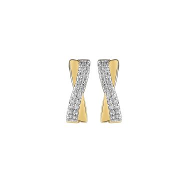 Boucles D'oreilles Croisee Bicolore Oxyde De Zirconium 1mm