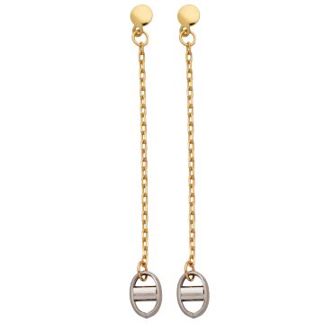 Boucles D'Oreilles 2 Ors Pend Grain Cafe Gris