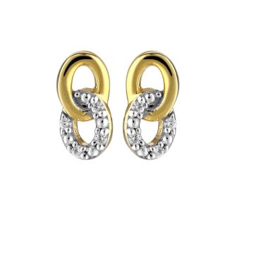 Boucles D'oreilles Bicolore Diamants 0.032cts