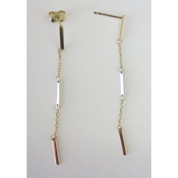 Boucles D'Oreilles 3 Ors Batonnets